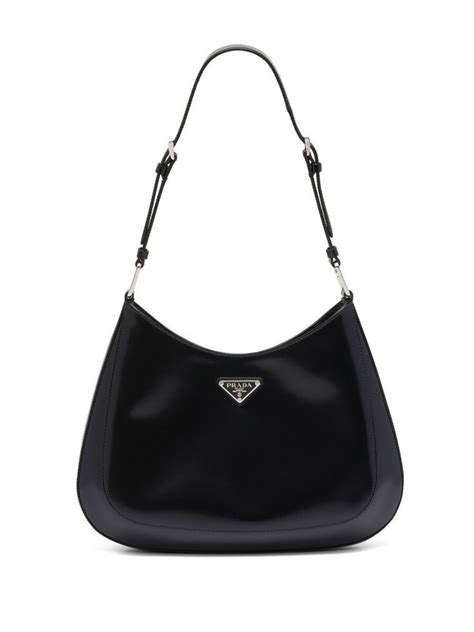 Prada Cleo Leather Shoulder Bag Black Farfetch Bolsas De Couro