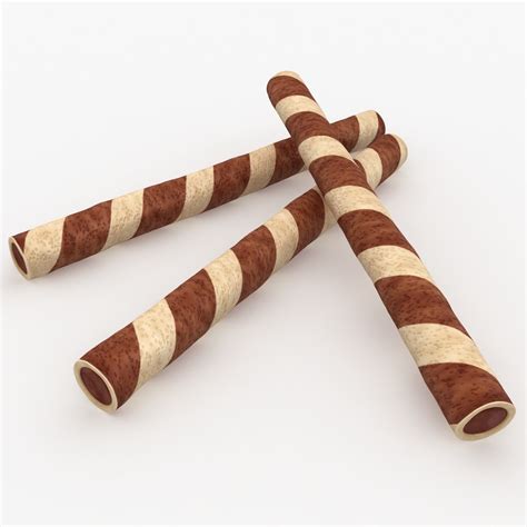3d Realistic Wafer Rolls Chocolate Model