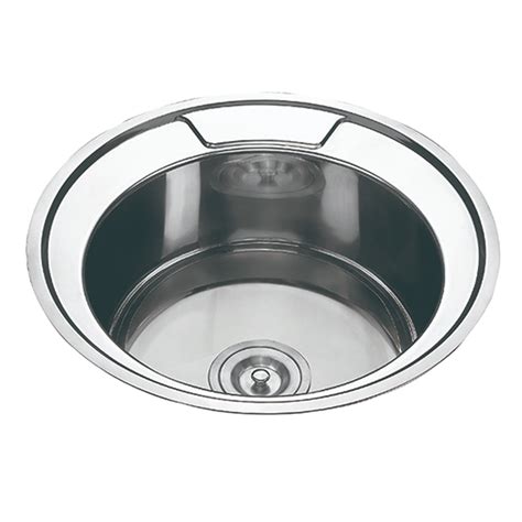 Stainless Steel Round Kitchen Sink Single Bowl Waste Rubber Seal