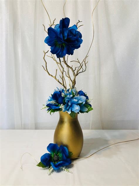 Royal Blue Flower Arrangement, Royal Blue Centerpiece, Royal Blue ...