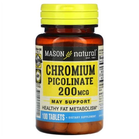 Mason Natural Chromium Picolinate 200 Mcg 100 Tablets 100 Count Food 4 Less