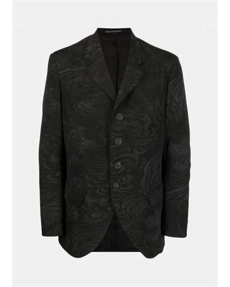 Yohji Yamamoto Wool Dragon Print Discharge Jacket In Black For Men Lyst