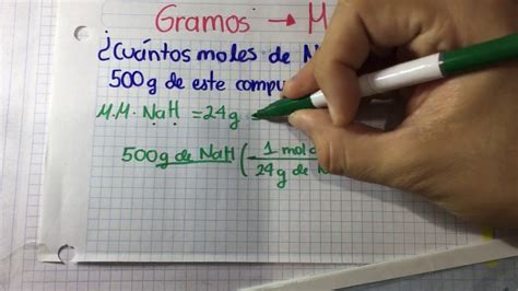 Gramos A Mol Conversi N De Gramos A Mol Unidades De Masa Youtube