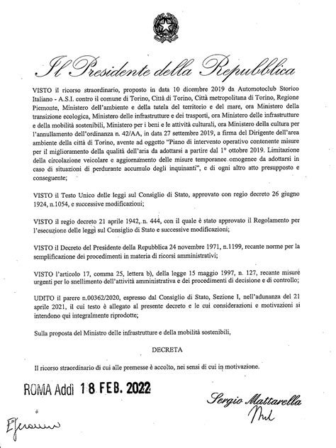 Accolto Il Ricorso Straordinario DellASI Al Presidente Della