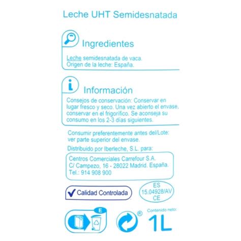 Leche Semidesnatada Brik 1 L Carrefour Supermercado Compra Online