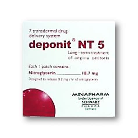 DEPONIT NT 5 GLYCERYL TRINITRATE 18 7 MG 7 PATCHES