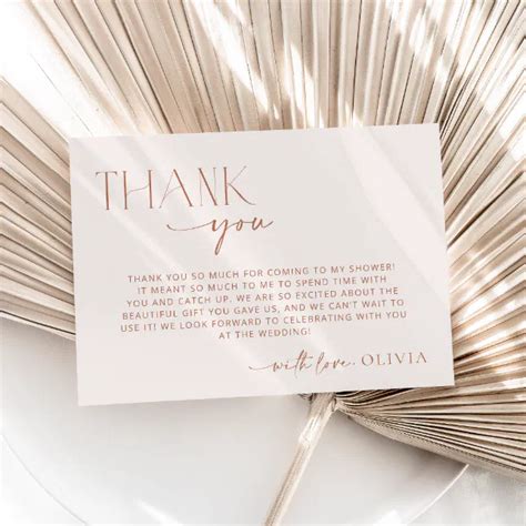 Minimal Boho Modern Terracotta Bridal Shower Thank You Card Zazzle