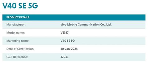 Vivo V Se G Spotted On Global Certification Forum Launching After