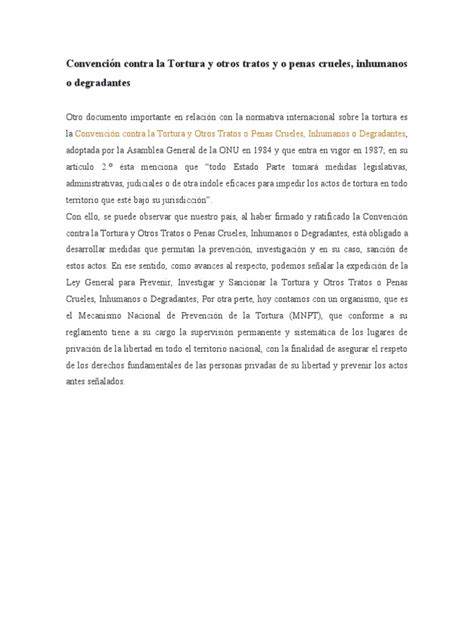 Convención Contra La Tortura Y Otros Tratos Y O Penas Crueles Pdf