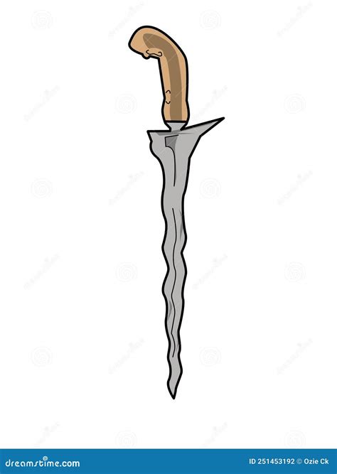 Keris Traditional Weapon Indonesia Drawing Illustration Vector