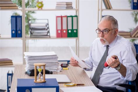 Old Male Employee In Time Management Concept Stock Image Image Of