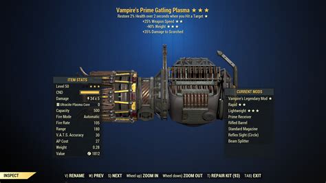 Buy Vampire S Gatling Plasma 25 In Fallout 76 Items Offer 2418524691