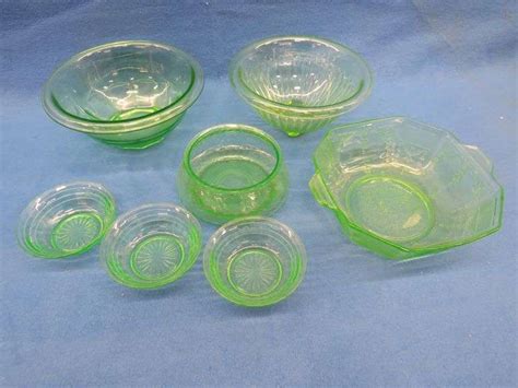 Green Depression Era Uranium Glass All Pieces Glow Under A Uv Light Aaa Auction And Realty