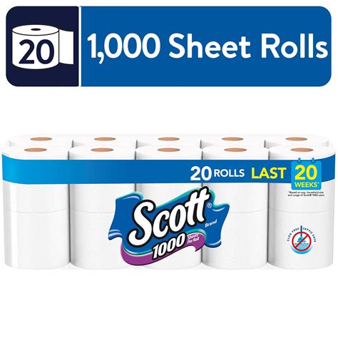 Scott 1 000 Toilet Paper 20 Rolls 1 000 Sheets Per Roll