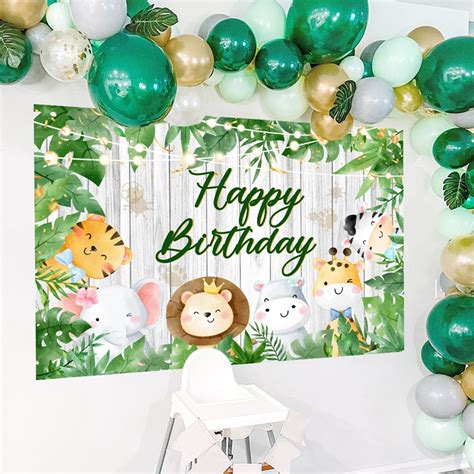 150100cm Jungle Animal Theme Happy Birthday Backdrop For Photoshot