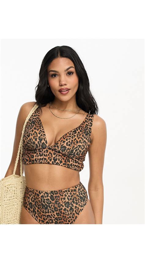 Asos Fuller Bust Mix And Match Rib Deep Band Ruched Crop Bikini Top In