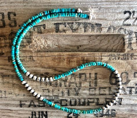 20 Natural Turquoise Navajo Pearl Necklace Beautiful Turquoise