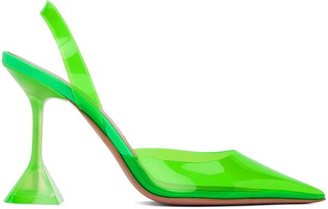 Amina Muaddi Green Holli Glass Sling Heels Amina Muaddi