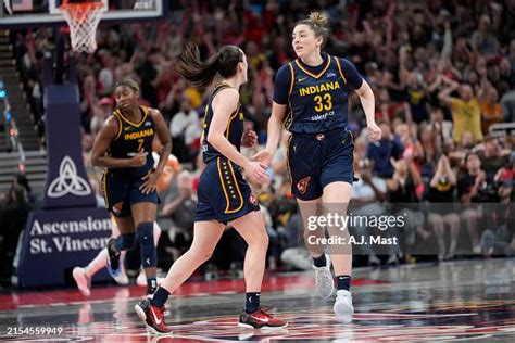 Katie Lou Samuelson And Caitlin Clark Of The Indiana Fever High Five