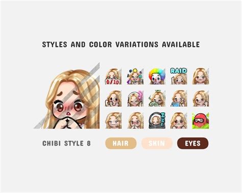 Twitch Emotes Pack Cute Chibi Girl Emotes With Blonde Hair Etsy