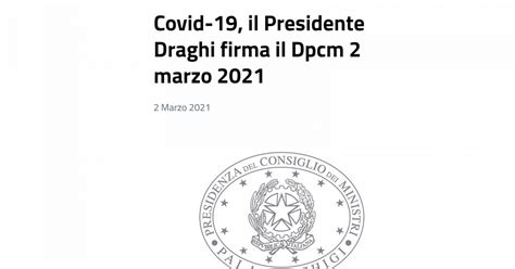 Le Misure Del Nuovo Dpcm In Vigore Dal Marzo