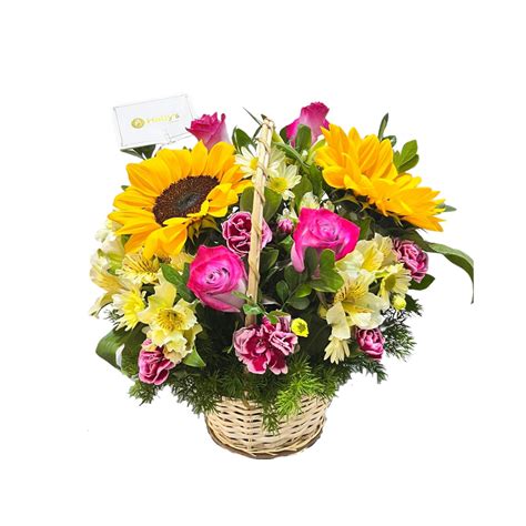 Canasta De Girasoles Y Rosas Flores Amarillas Hallys Pe