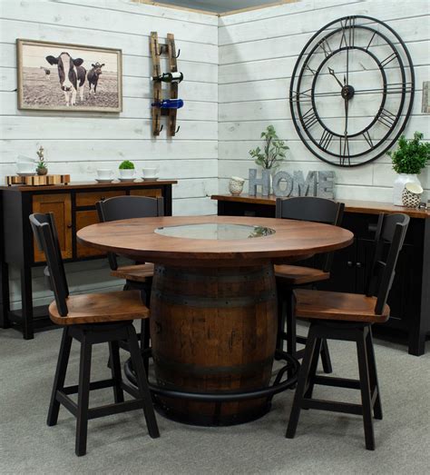 Whiskey Barrel Table Set | Amish Bar Table Set