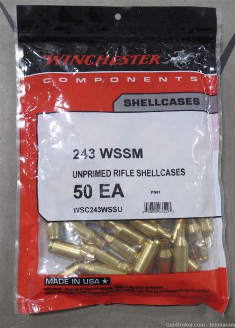 243 Wssm Winchester Brass Unprimed Rifle Shellcases 1 New Sealed Bag Of 50 Reloading Brass At