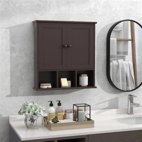 Taohfe Medicine Cabinets Bathroom Wall Cabinet With Door Adjustable