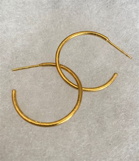 24k Pure Solid Gold Hand Forged 24mm Hoop Earrings Etsy