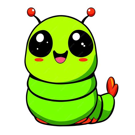 Premium Vector Cute Caterpillar Larva Grub Maggot Hand Drawn Flat