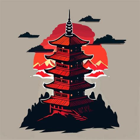 Premium Vector Pagoda Flat Design Vector Art Icon