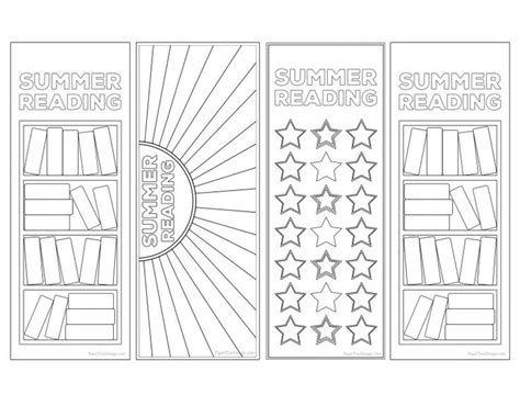 Summer Reading Log Bookmark Printable Tracker Paper Trail Design