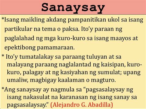 Kahulugan Ng Sanaysay