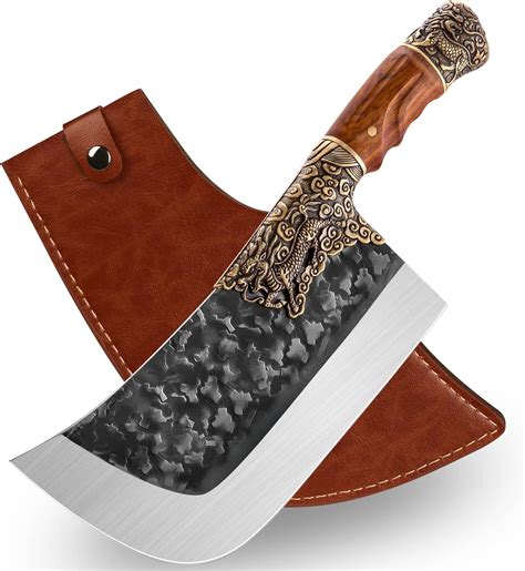 Purple Dragon Meat Cleaver Knife Heavy Duty Butcher Knife