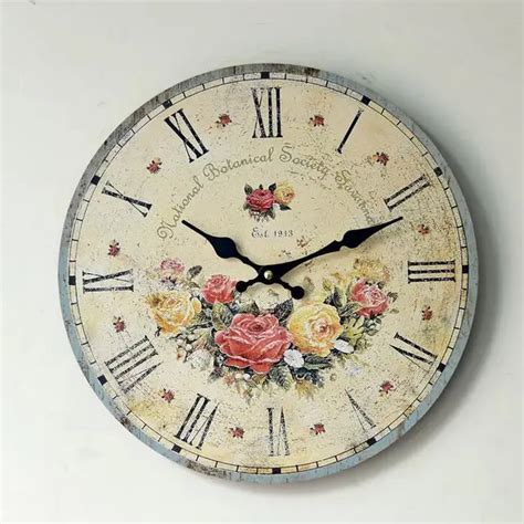 Home Deco Silent Rose Flower Floral Wall Clock Digital Watches Decorative Clock Pastoral Styles