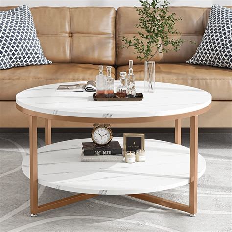 2024 Popular Modern Round Faux Marble Coffee Tables