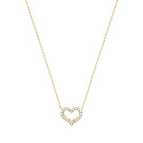 Ct Yellow Gold Cz Heart Necklet