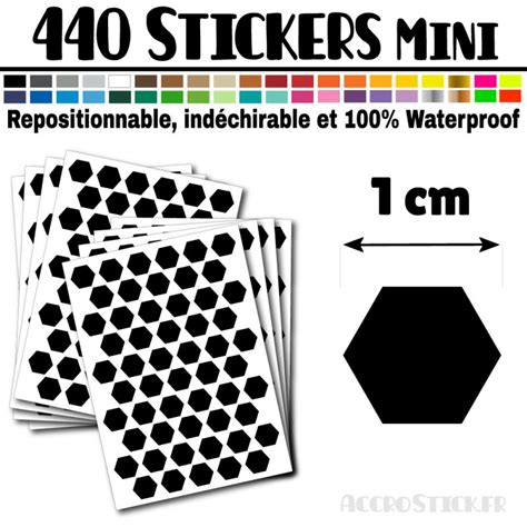 440 Hexagones 1 Cm Stickers Mini Gommettes Couleur Noir