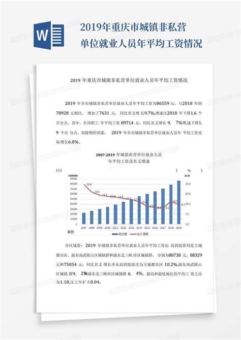 2019年重庆市城镇非私营单位就业人员年平均工资情况word模板下载编号qxgmwagz熊猫办公