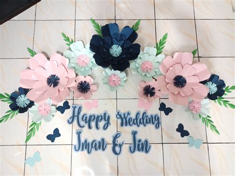 Dekorasi Akad Bunga Kertas Paper Flower Hiasan Wedding Engagement