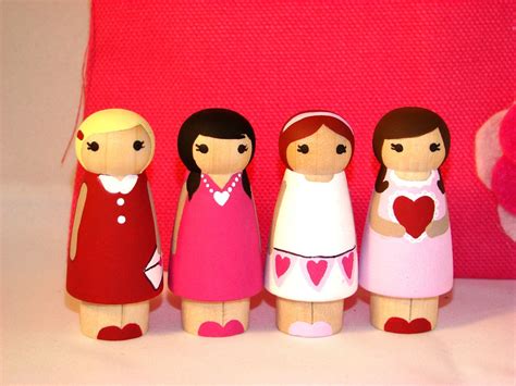 Valentine Mini Tote With Wood Peg Dolls By Pegged On Etsy Wood Peg