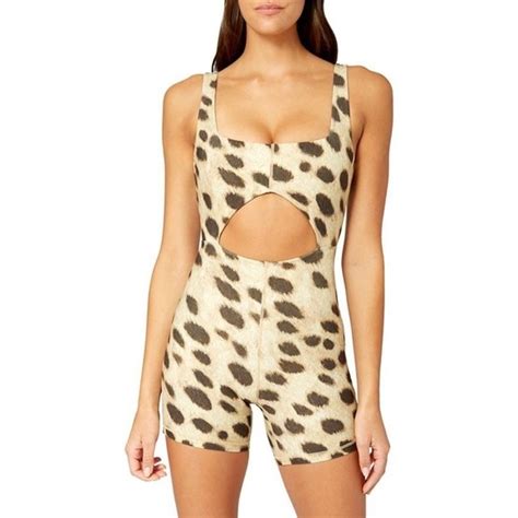 Weworewhat Pants And Jumpsuits Printed Cutout Bodysuit Weworewhat