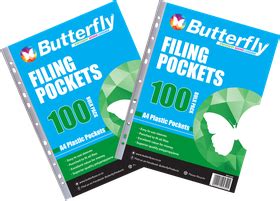 Butterfly Filing Pocket A M Plastic Pocket Bulk Pack X