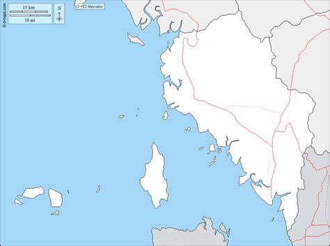 サトゥーン県 無料地図 無料の空の地図 無料のアウトラインマップ 無料のベースマップ 境界 道路