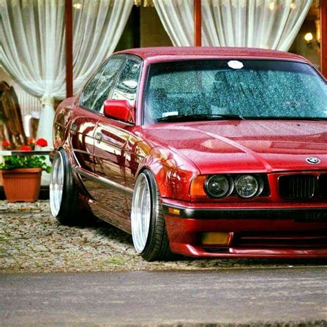 Bmw E34 5 Series Red Stance Weird Cars Cool Cars Bmw 740 Bmw Love