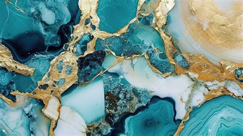 Resin Geode Stone Background In Turquoise Gold D Digital Art Wallpaper