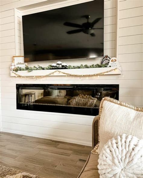 White Shiplap Fireplace Wall With Tv Alcove Soul Lane