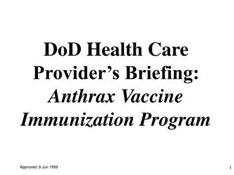 Ppt Dod Health Care Providers Briefing Anthrax Vaccine Immunization