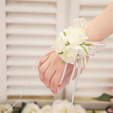 Pcs Girl Bridesmaid Wedding Wrist Flower Party Prom Hand Flower